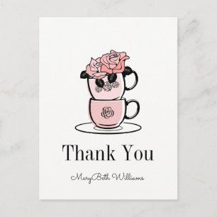 Carte postale de remerciement Baby Shower Teacup &
