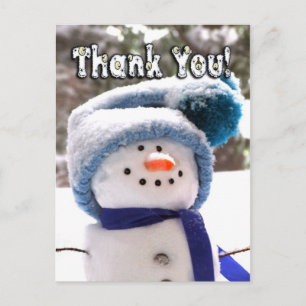 Carte postale de remerciement bonhomme de neige fa
