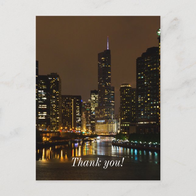 Carte postale de remerciement Chicago River Night  (Devant)