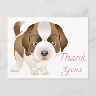 Carte postale de remerciement chiot Saint-Bernard