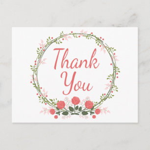Carte postale de remerciement de couronne de fleur