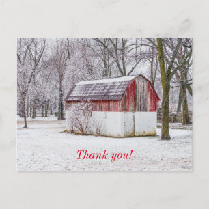 Carte postale de remerciement de la grange rouge s