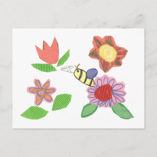 Carte postale de remerciement de l'abeille florale