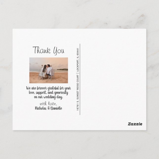 Carte postale de remerciement de mariage (Dos)