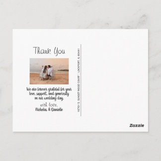 Carte postale de remerciement de mariage