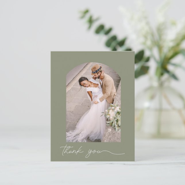Carte postale de remerciement de mariage avec arch (Debout devant)