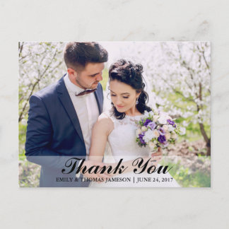 Carte postale de remerciement de mariage avec phot