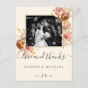 Carte postale de remerciement de mariage avec phot