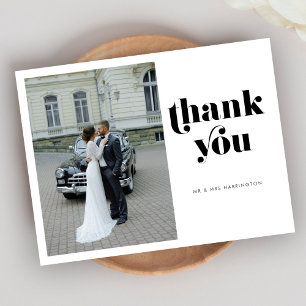 Carte postale de remerciement de mariage rétro