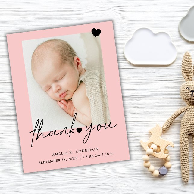 Carte postale de remerciement de naissance Merci R (Créateur téléchargé)
