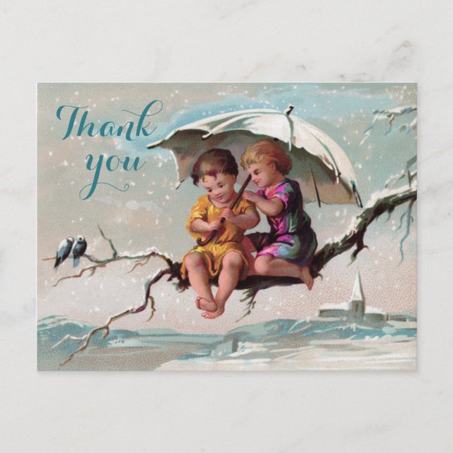 Carte postale de remerciement d'enfants perchés da (Devant)