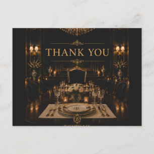 Carte postale de remerciement élégante à monogramm