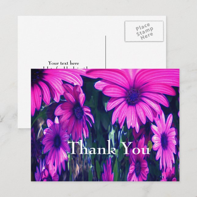 Carte postale de remerciement florale abstraite au (Devant / Derrière)