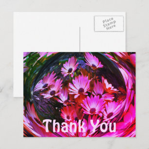 Carte postale de remerciement florale abstraite au
