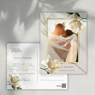 Carte postale de remerciement Magnolia blanc orien