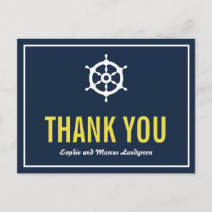 Carte postale de remerciement marine et jaune