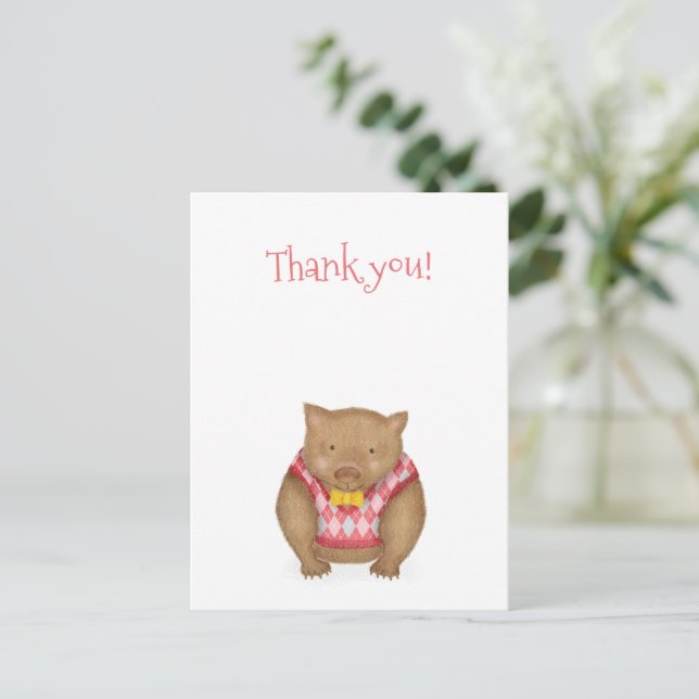 Carte postale de remerciement mignon wombat (Debout devant)