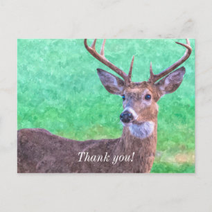 Carte postale de remerciement - Peinture de cerf à