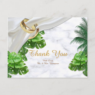 Carte postale de remerciement romantique tropicale