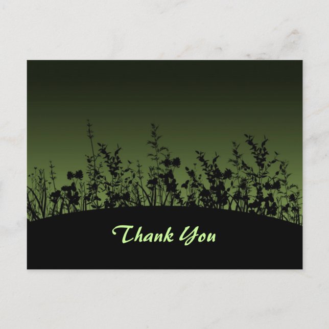 Carte postale de remerciement silhouettes de fleur (Devant)