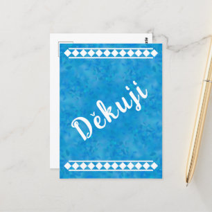 Carte postale de remerciement tchèque bleue