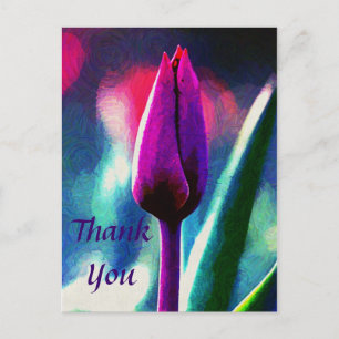 Carte postale de remerciement tulipe violette fraî