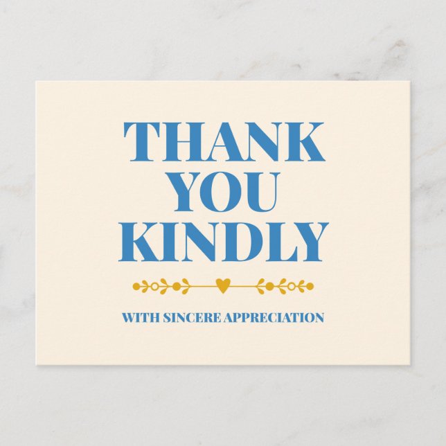 Carte Postale de Remerciements avec Typographie Él (Devant)