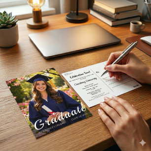 Carte postale de remise de diplôme avec photo et t