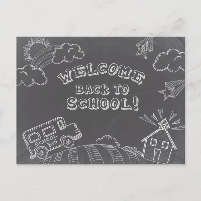 Carte postale de rentrée scolaire sur tableau noir (Devant)