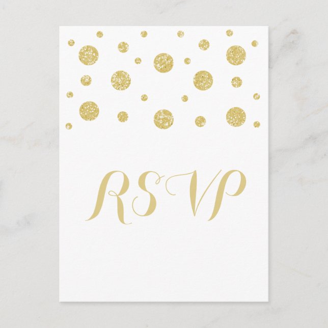 Carte postale de réponse Confetti Gold Parties sci (Devant)