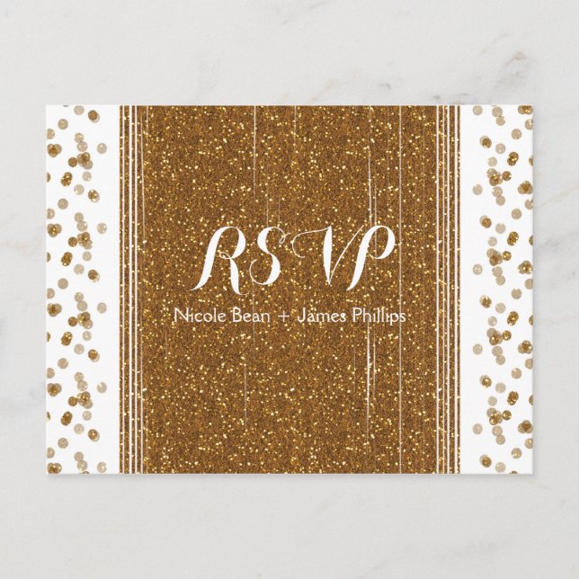 Carte postale de réponse de mariage à paillettes f (Devant)
