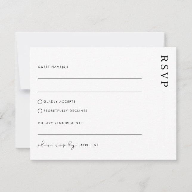 Carte postale de réponse de mariage minimal simple (Devant)