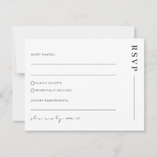 Carte postale de réponse de mariage minimal simple