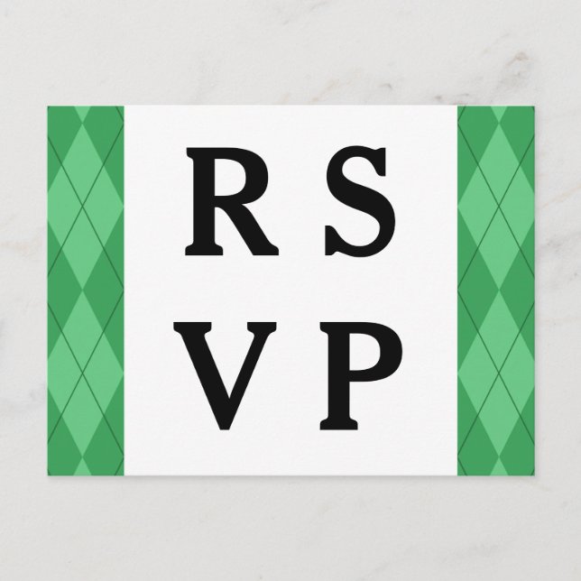 Carte postale de réponse Mariage Jacquard vert (Devant)