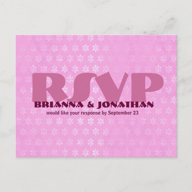 Carte postale de réponse Mariage RSVP rose (Devant)