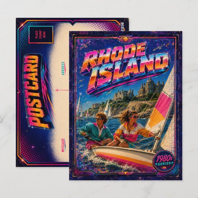 Carte postale de Rhode Island des années 80 Rétro (Devant / Derrière)