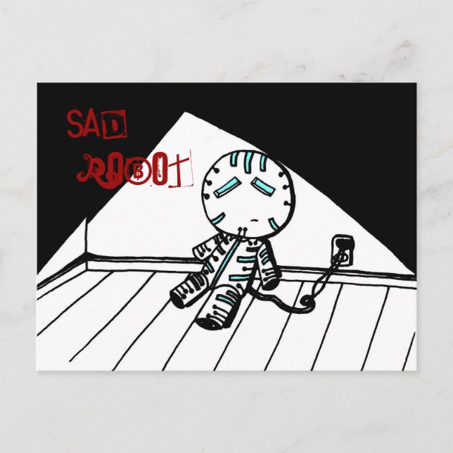 Carte postale de robot triste (Devant)