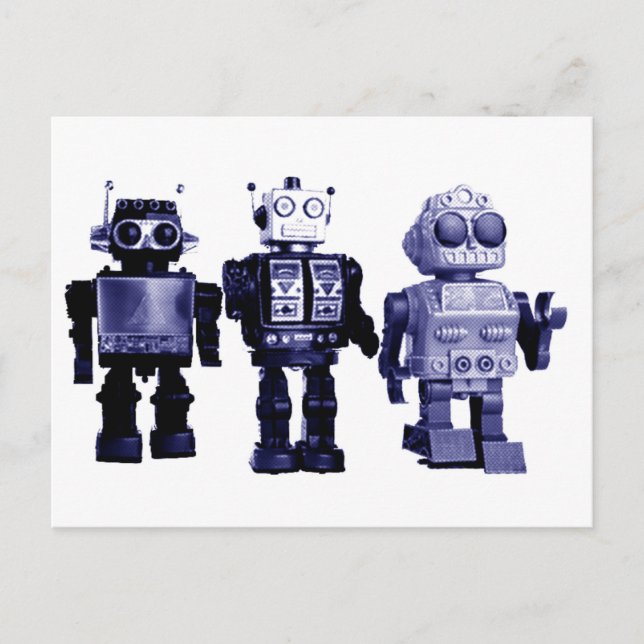 carte postale de robots bleus (Devant)