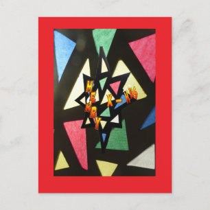 Carte postale de rouge d'étoile de Noël de motif