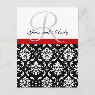 Carte postale de RSVP avec la damassé de