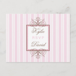 CARTE POSTALE DE RSVP : : rayure de Paris - rose