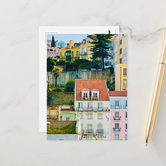 Carte postale de rue, Lisbonne Portugal Europe, Vo (Devant/Arrière en situation)