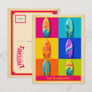 Carte postale de Sacramento Californie Surfboard V