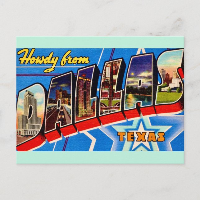 Carte postale de salutation Dallas Texas Retro (Devant)