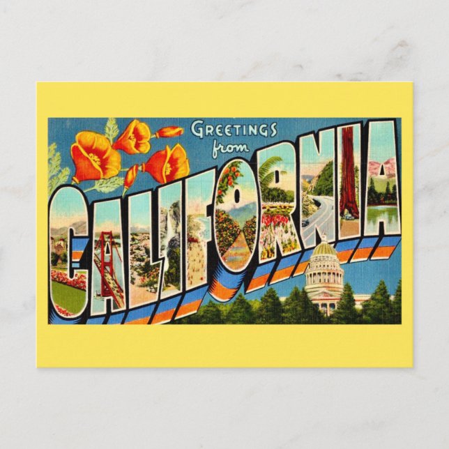Carte postale de salutation de Californie (Devant)