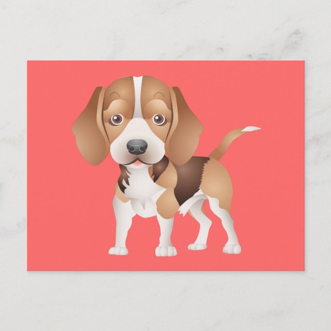 Carte postale de salutation de chiot Beagle (Devant)
