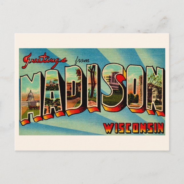 Carte postale de salutation de Madison Wisconsin (Devant)