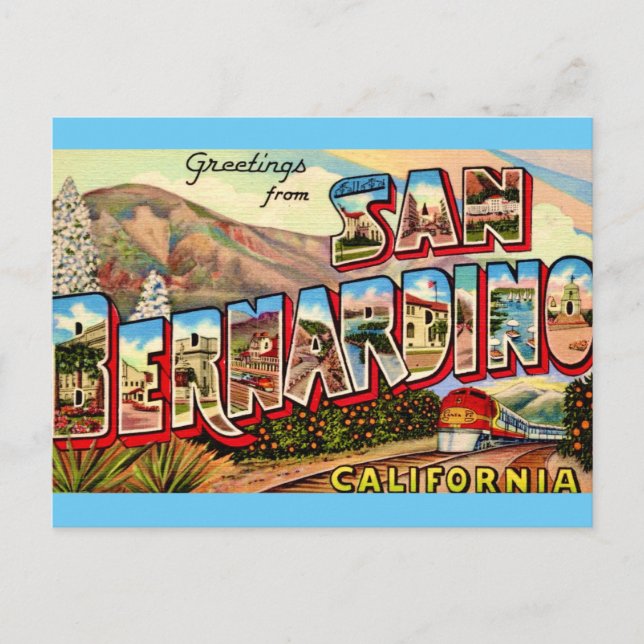 Carte postale de salutation de San Bernardino CA (Devant)