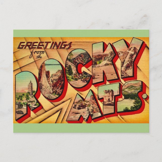Carte postale de salutation des Montagnes Rocheuse (Devant)