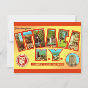 Carte postale de salutation vintage Ithica New Yor